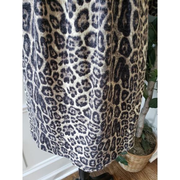OB2-12 Sheath Dress Womens Small Multi Leopard Print Pleated Flare Sleeve V Neck - Picture 10 of 13